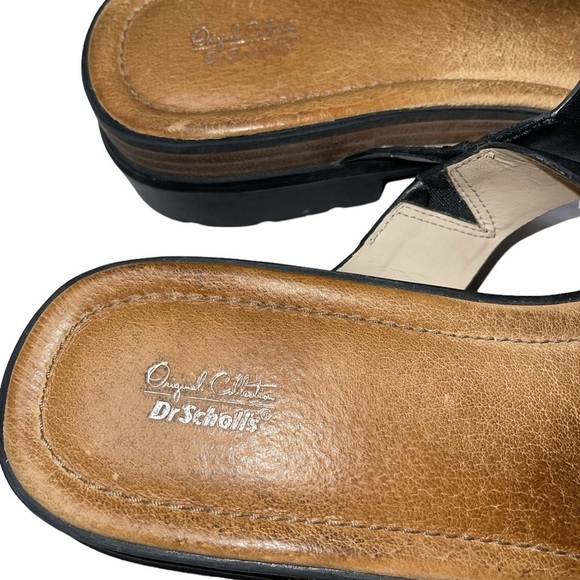 Dr. Scholls Original Collection Sandals Size 10M Black Leather Slip On Cushioned - Picture 8 of 12